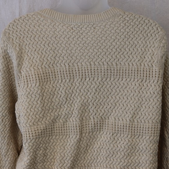 Banana Republic Full Zip Cream Textured Basket Weave Cardigan Sweater LG - Picture 9 of 11
